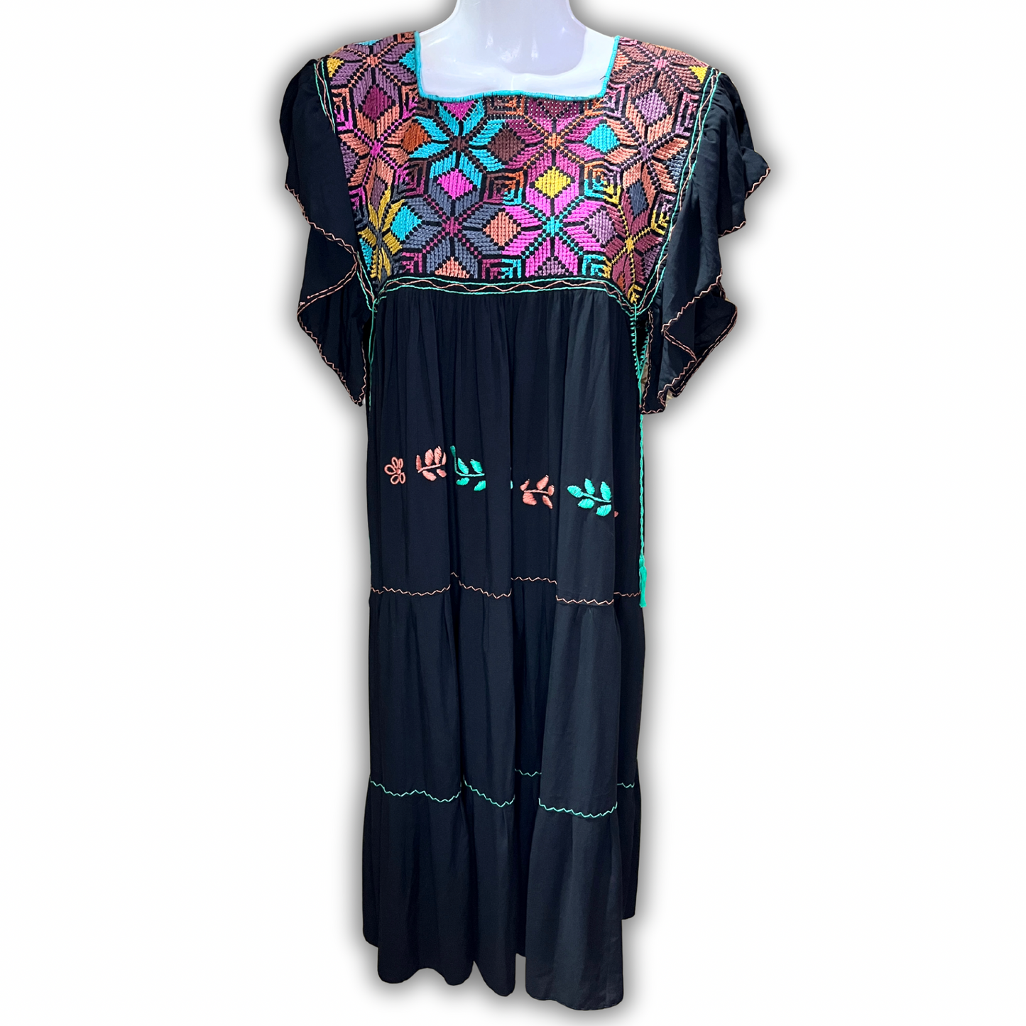 Amano Artesanías Vestido Manga Corta UNITALLA